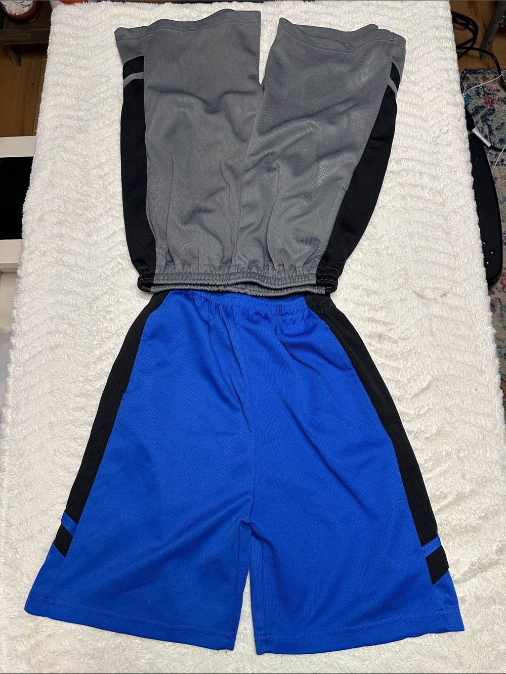 Mad Game  TWO PAIR Grey & Blue Basketball Shorts, 16 / 18